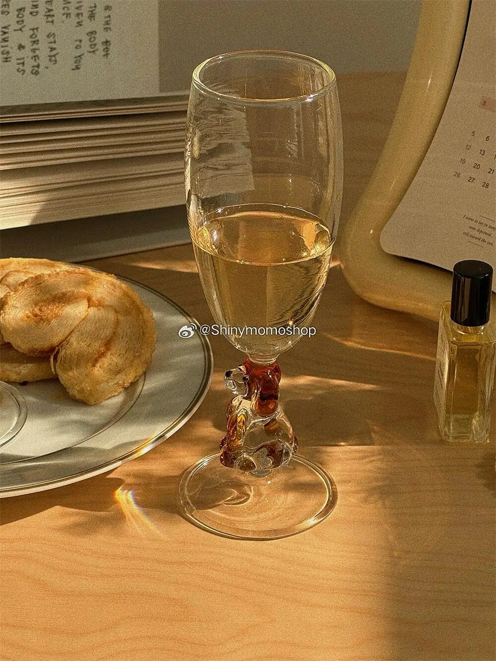 Champagne Glass with Decorative Dog Base