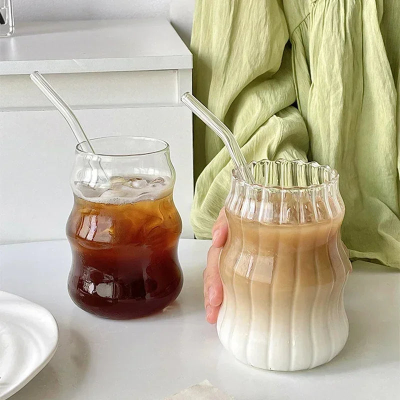 Modern Ribbed Glass Cup – Various Designs