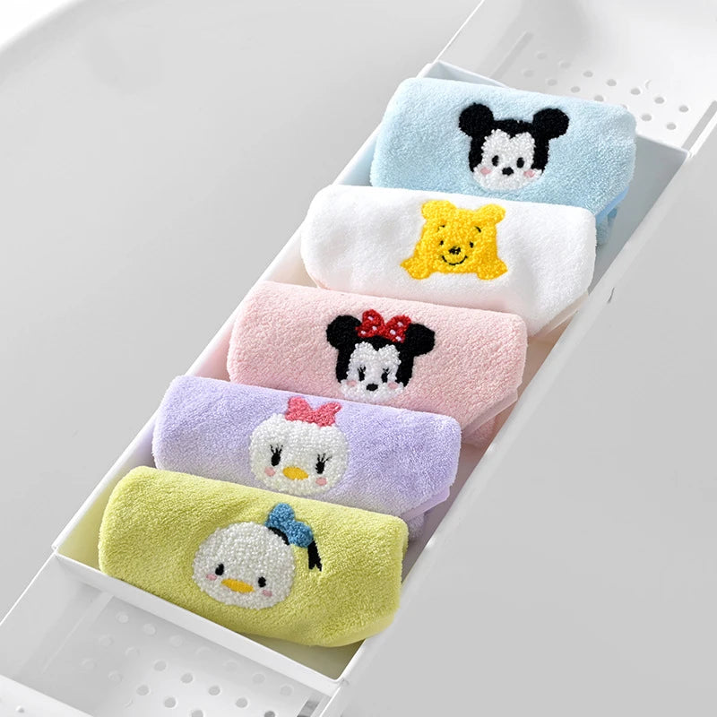 Disney 5-Pcs Face Towel Set – Soft Cotton Coral Velvet with Mickey & Minnie Design