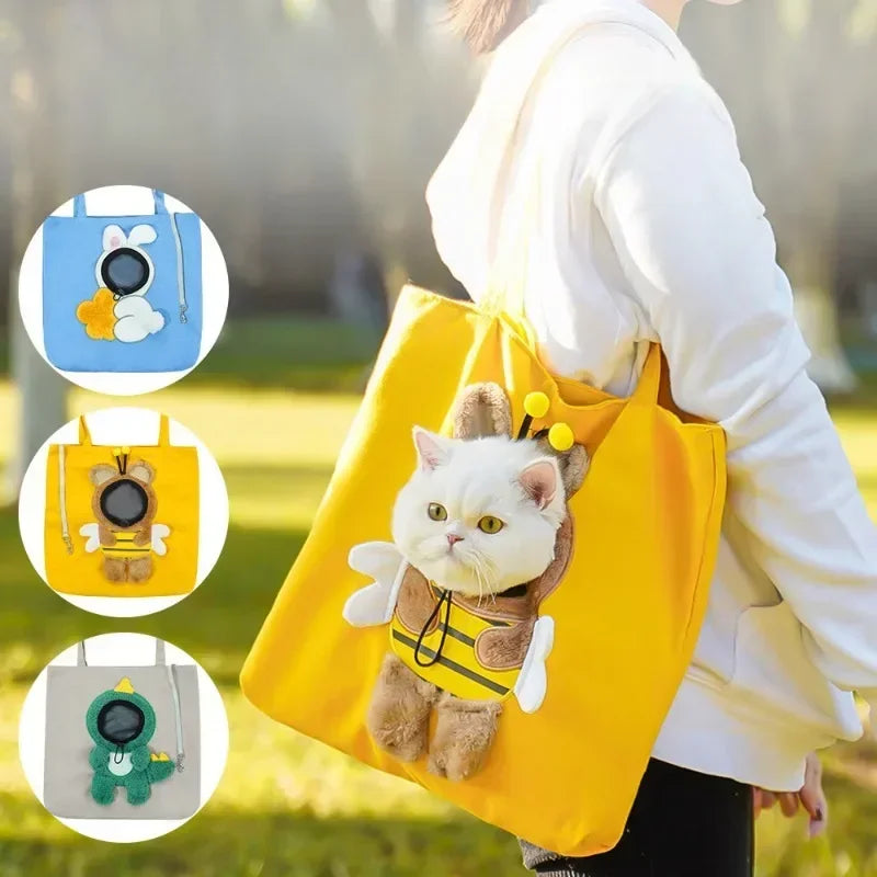 Cute Pet Shoulder Bag – Cartoon-Inspired Carrier for Small Cats & Dogs