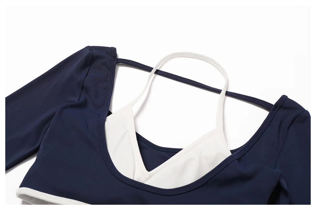 Long Sleeve Hollow-Back Yoga Top – Dry Fit Elastic Fitness Shirt
