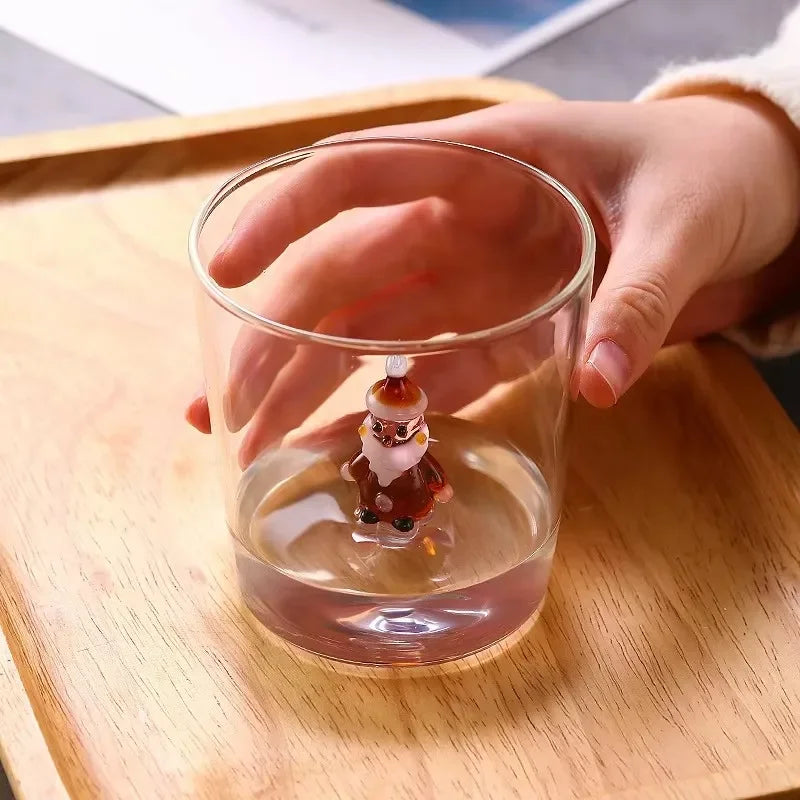 3D Christmas Glass Cup – Festive Tree Design