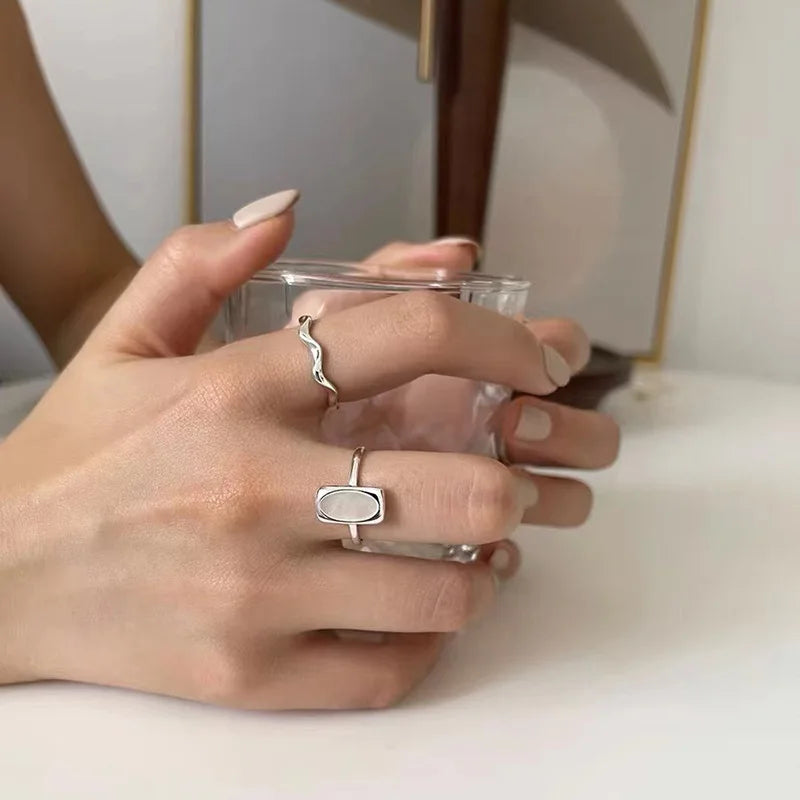 925 Sterling Silver Double-Line Geometric Ring