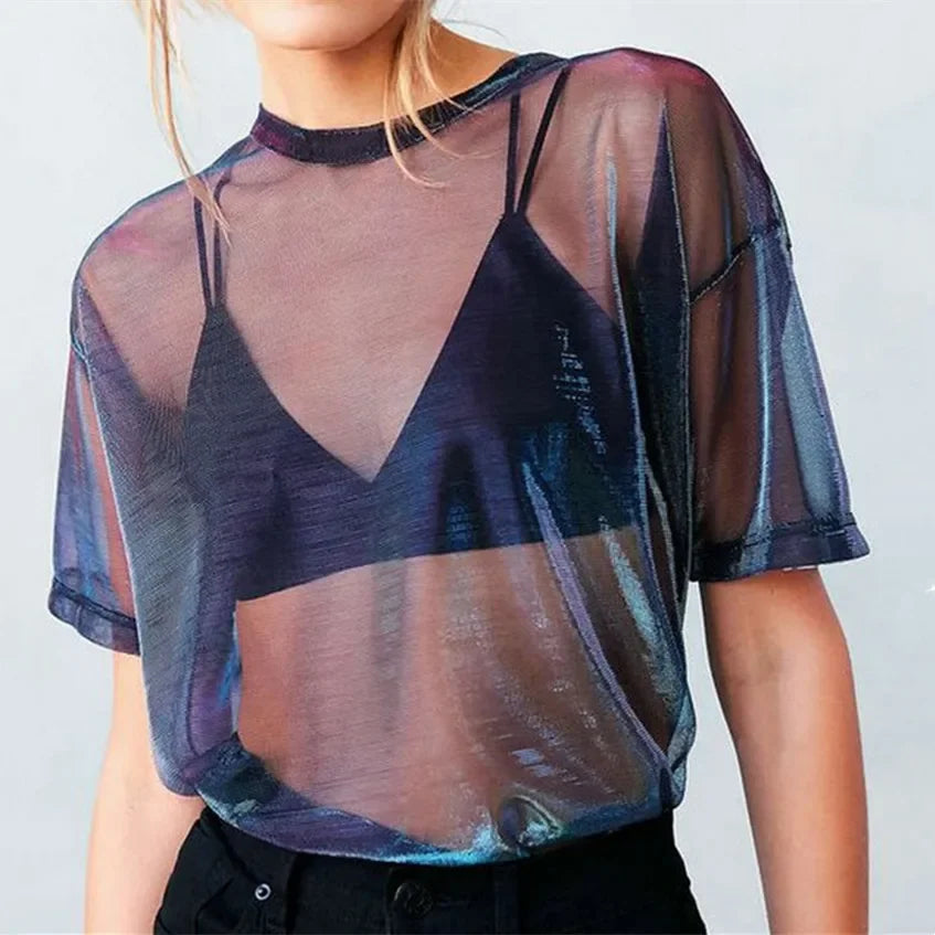Sheer Mesh Oversized T-Shirt