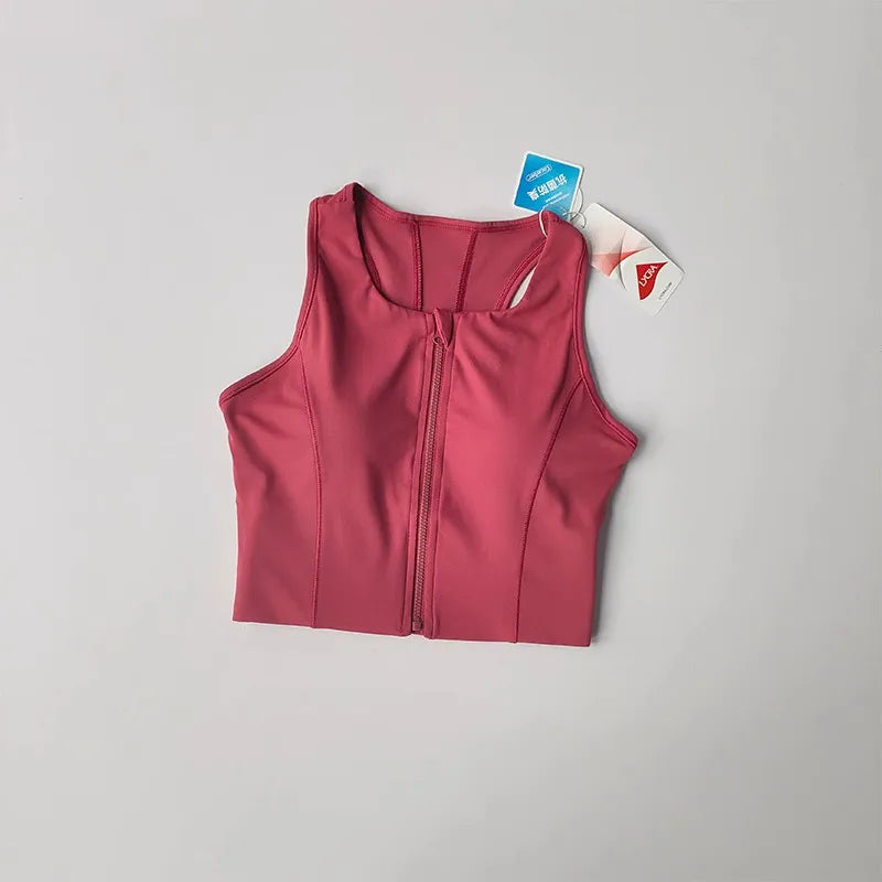 Women's High-Impact Sports Bra – Front Zipper Shockproof Fitness Top