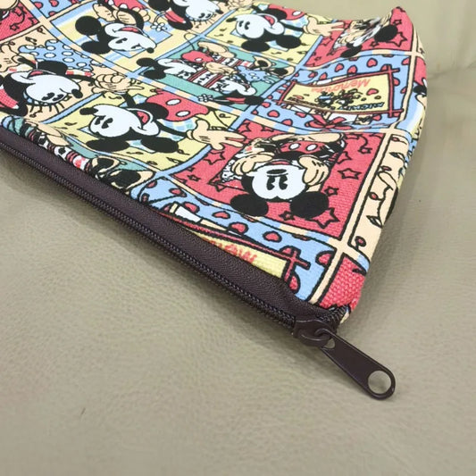 Mickey & Minnie Cartoon Makeup Bag – Portable Canvas Travel Pouch