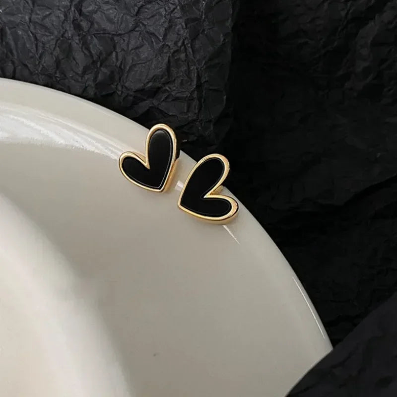 Minimalist Heart Stud Earrings – Multi Colors