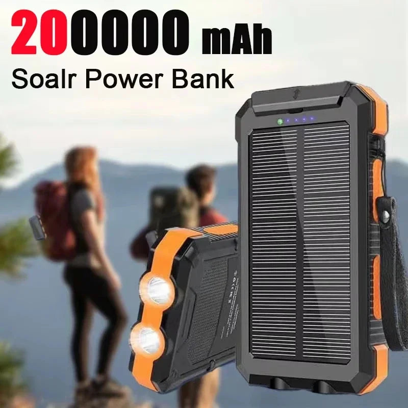 Solar Power Bank 50000mAh – Waterproof Fast-Charge Portable Charger with LED Flashlight