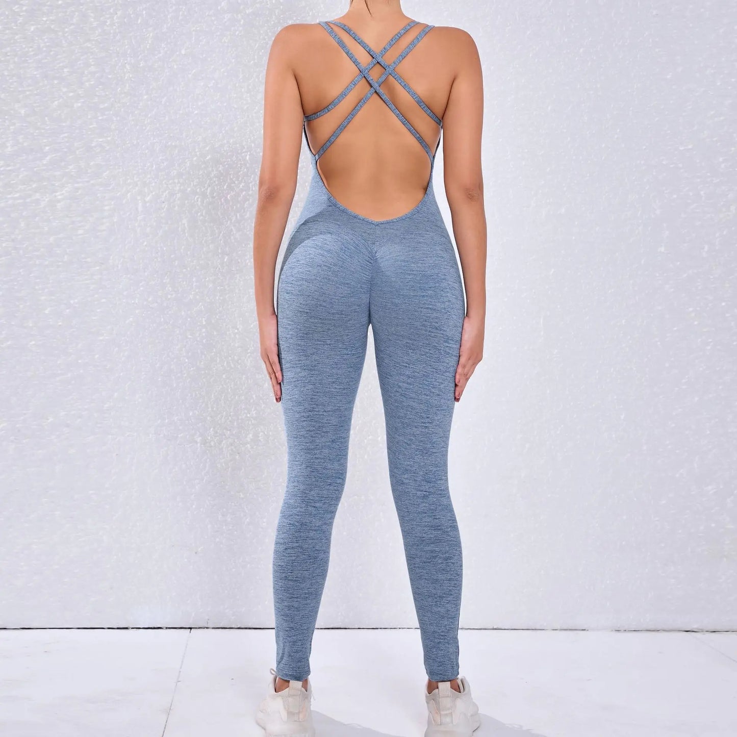 Women’s Sleeveless Fitness Jumpsuit – Backless Slim Sportswear for Gym and Yoga