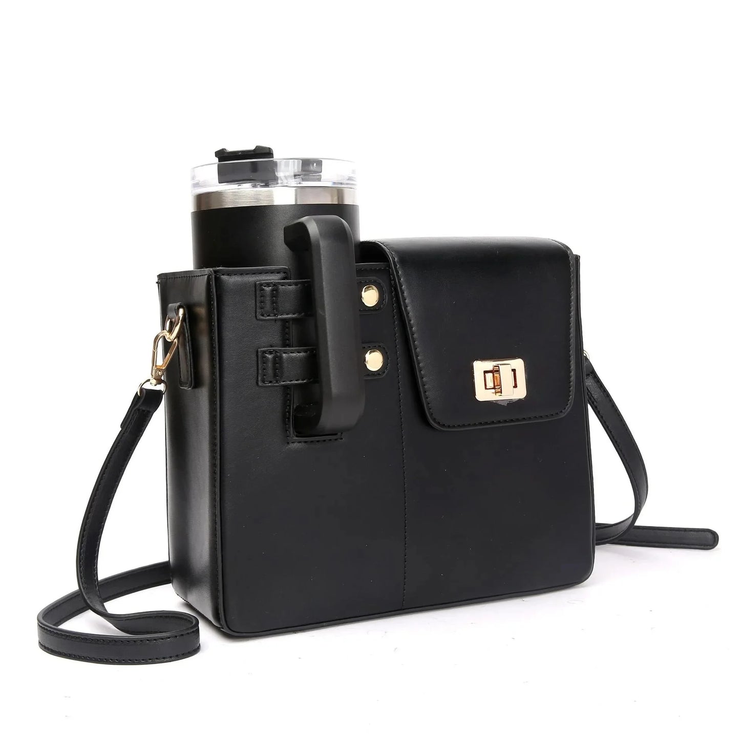 Stylish Square Crossbody Bag with Water Bottle Holder