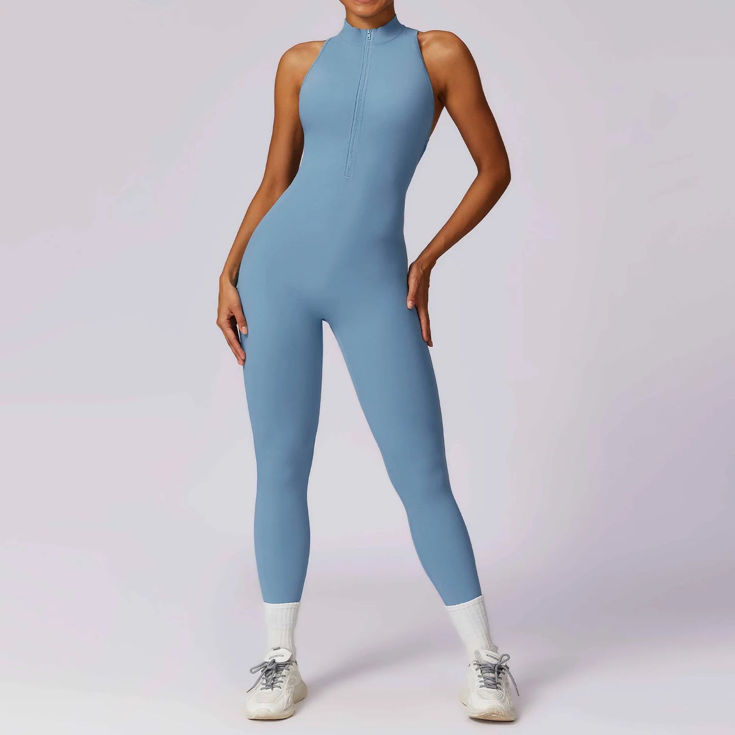 Women's Open Back Fitness Jumpsuit – One-Piece Yoga Activewear Bodysuit (Available in Multiple Colors)