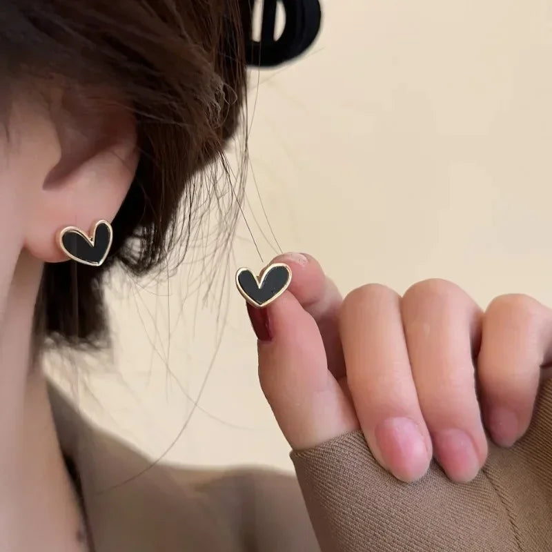 Minimalist Heart Stud Earrings – Multi Colors