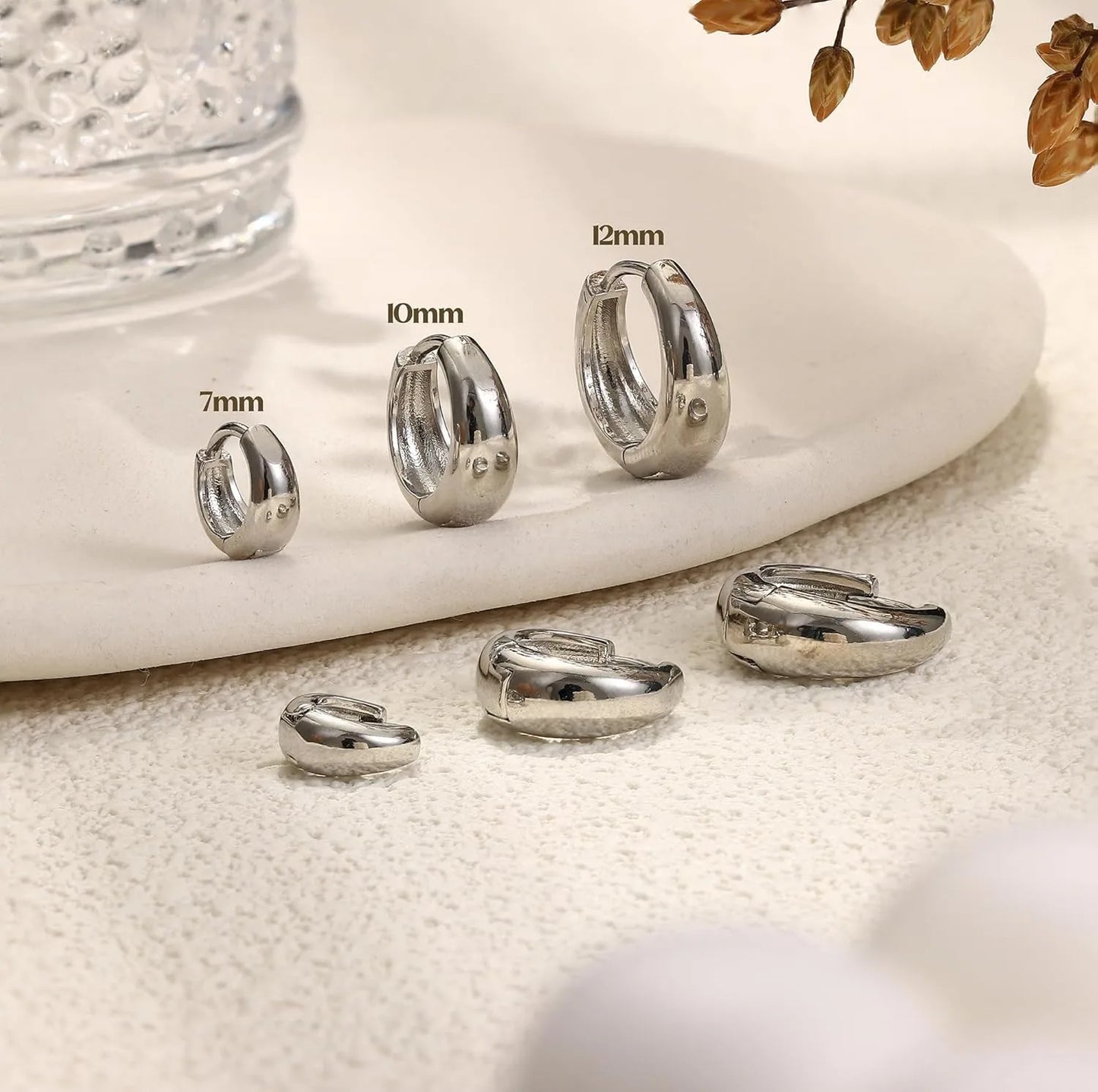 3-Piece Chunky Dome Hoop Earrings Set – Gold & Silver