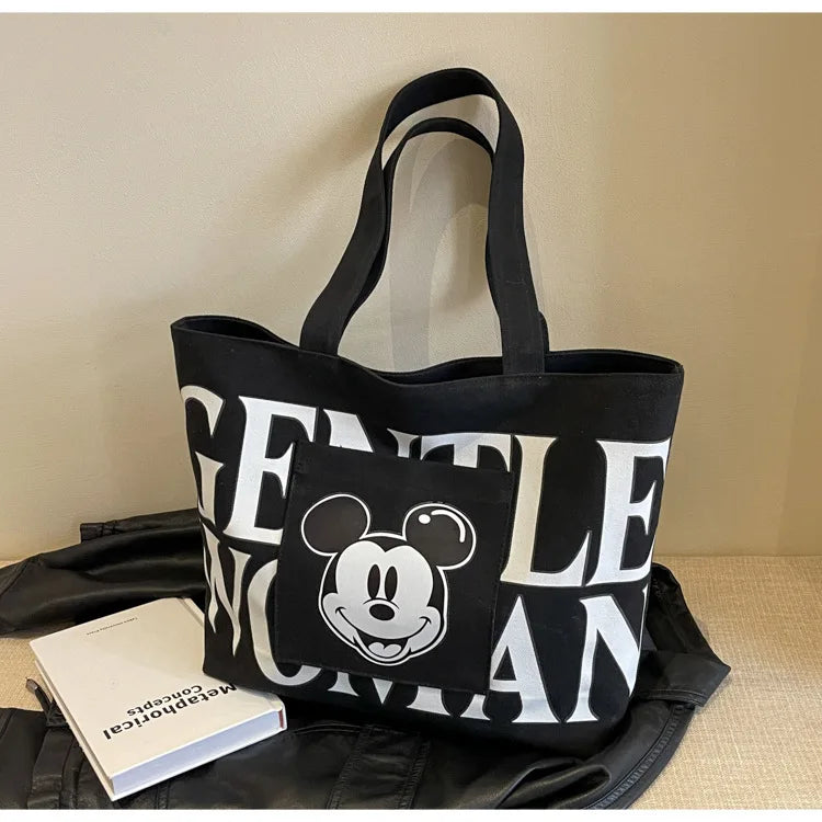 Mickey Black Canvas Tote Bag – Large, Practical & Stylish