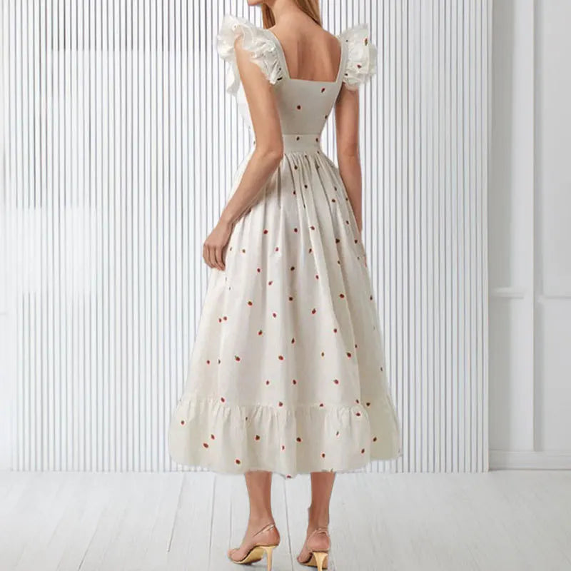 Elegant Floral White Maxi Dress