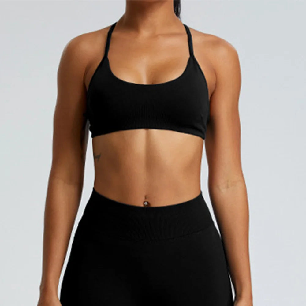 Women’s High Support Thin Strap Sports Bra – Crop Top for Running & Fitness (Multi Colors)