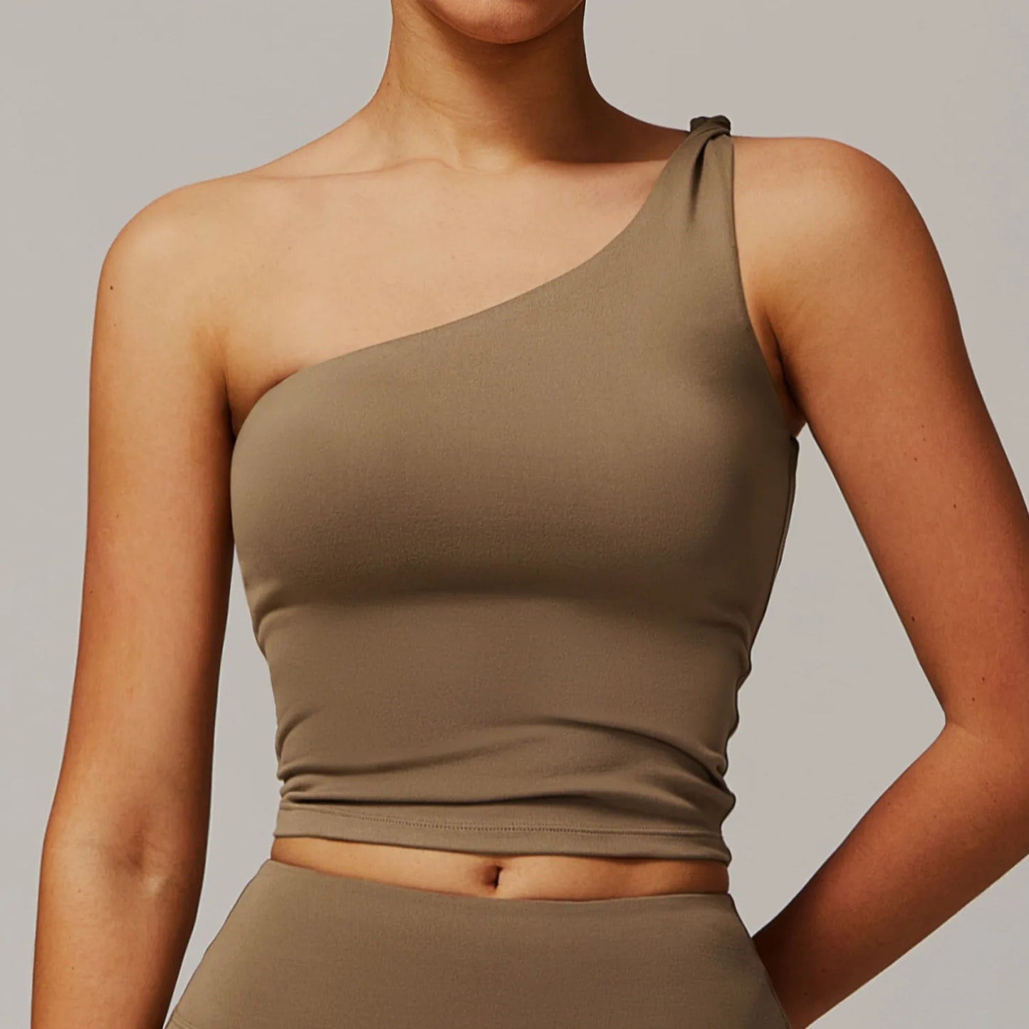 Women's One-Shoulder Sports Top – Stylish Compression Yoga Crop Top (Available in Multiple Colors)
