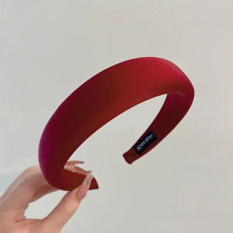 Thick Sponge Satin Headband – Fashionable Soft Padded Hair Hoop for Women
