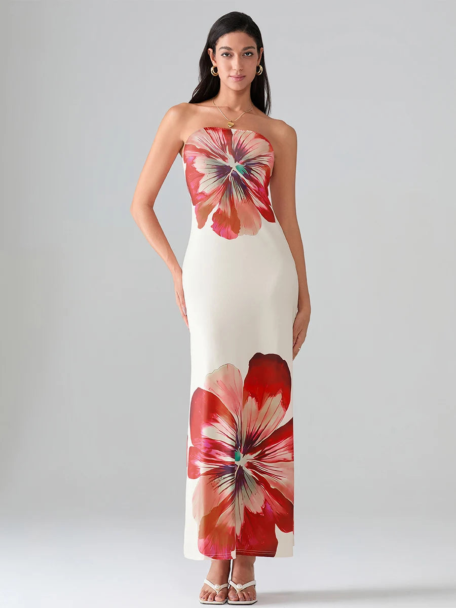 Floral Strapless Bodycon Dress