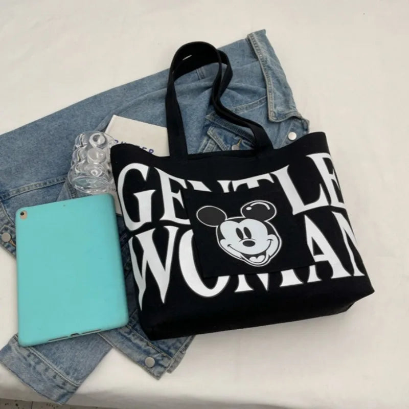 Mickey Black Canvas Tote Bag – Large, Practical & Stylish