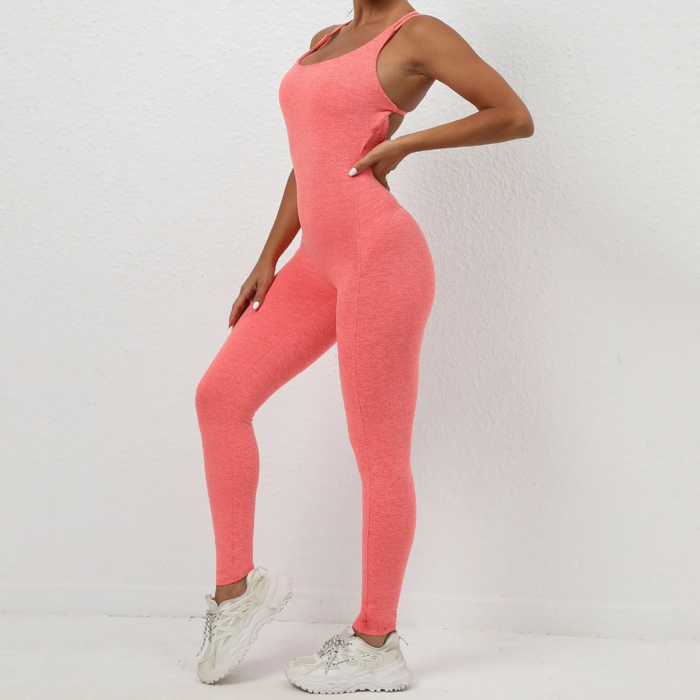 Women’s Sleeveless Fitness Jumpsuit – Backless Slim Sportswear for Gym and Yoga