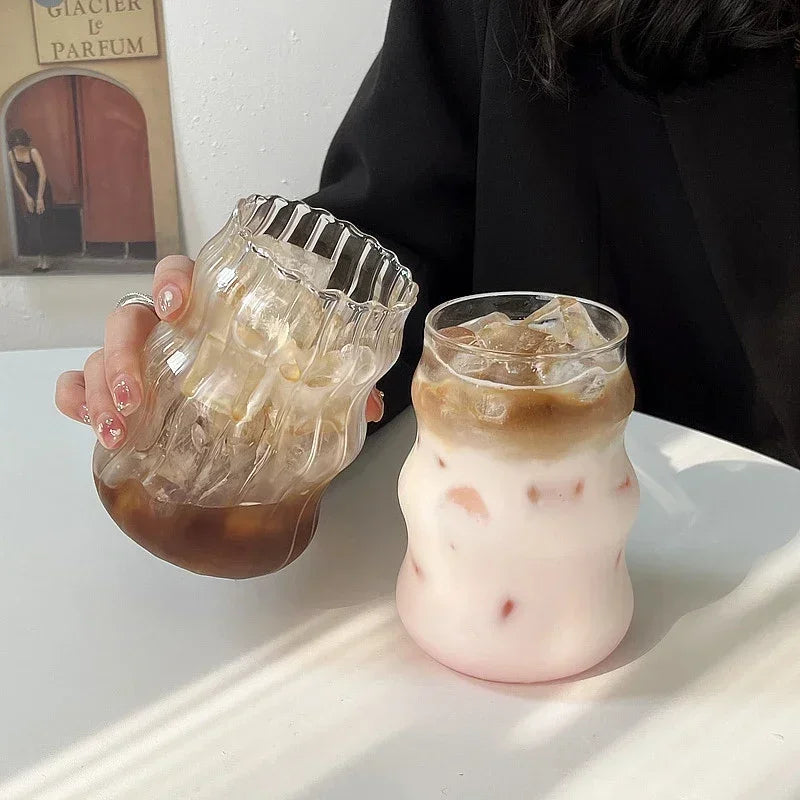 Modern Ribbed Glass Cup – Various Designs