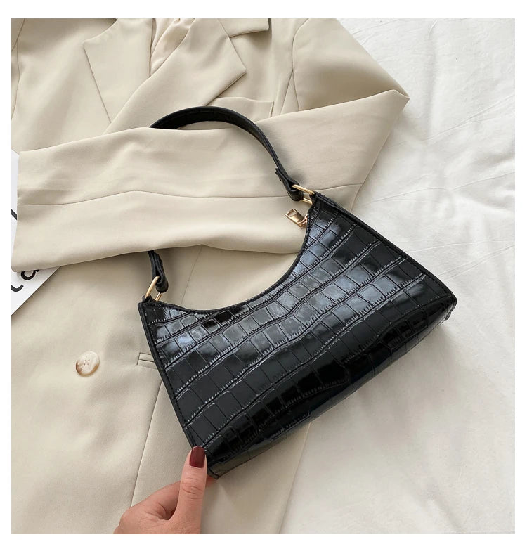 Classic Shoulder Bag for Women – Sleek Shiny PU Leather Tote