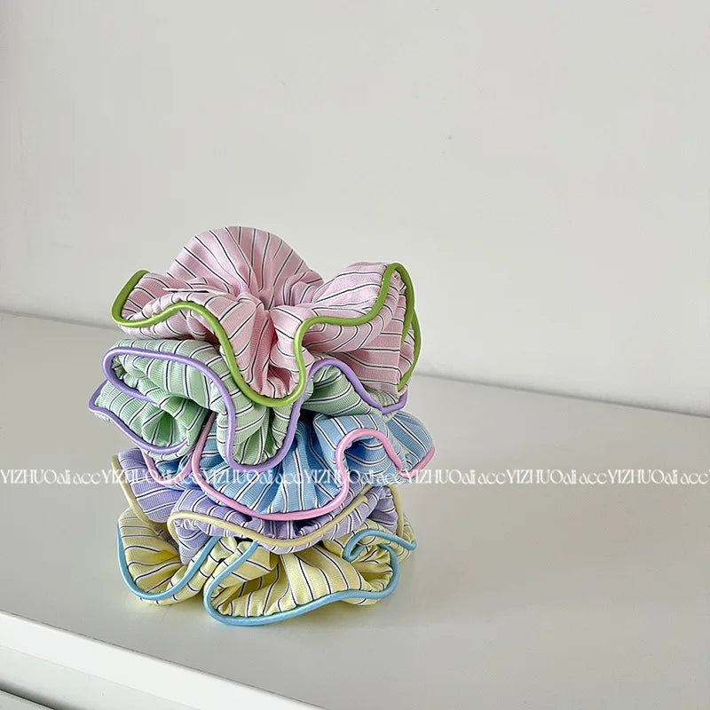 Large Korean Style Scrunchie – Candy Color Hair Tie for Bun or Ponytail