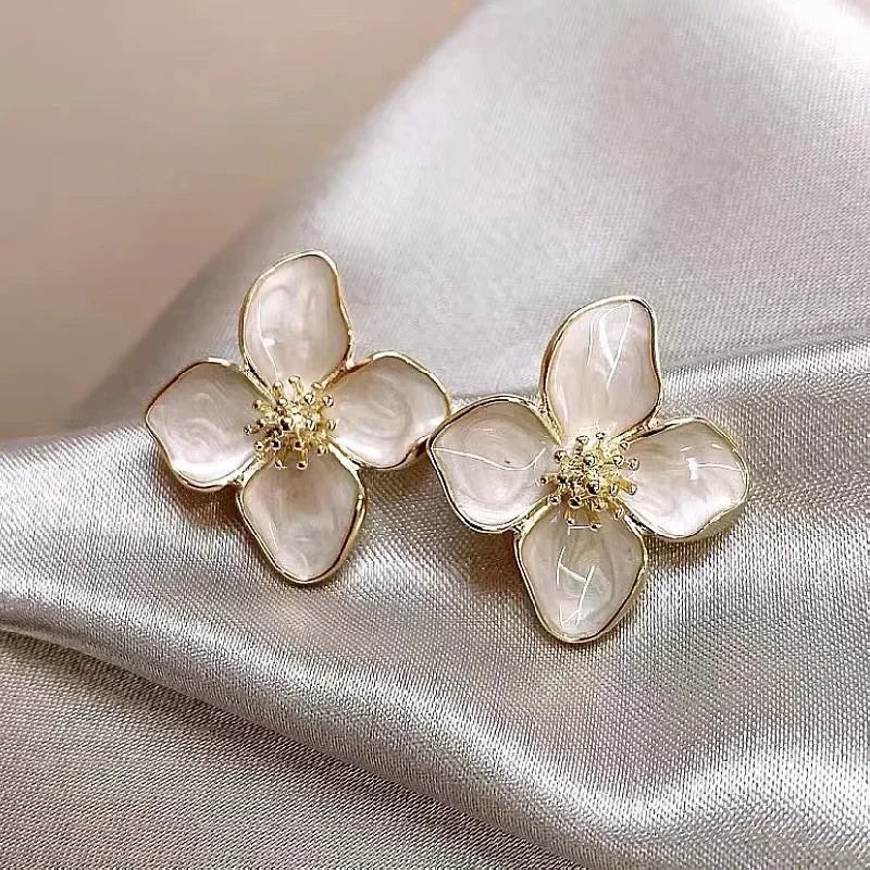 Elegant Camellia Flower Stud Earrings