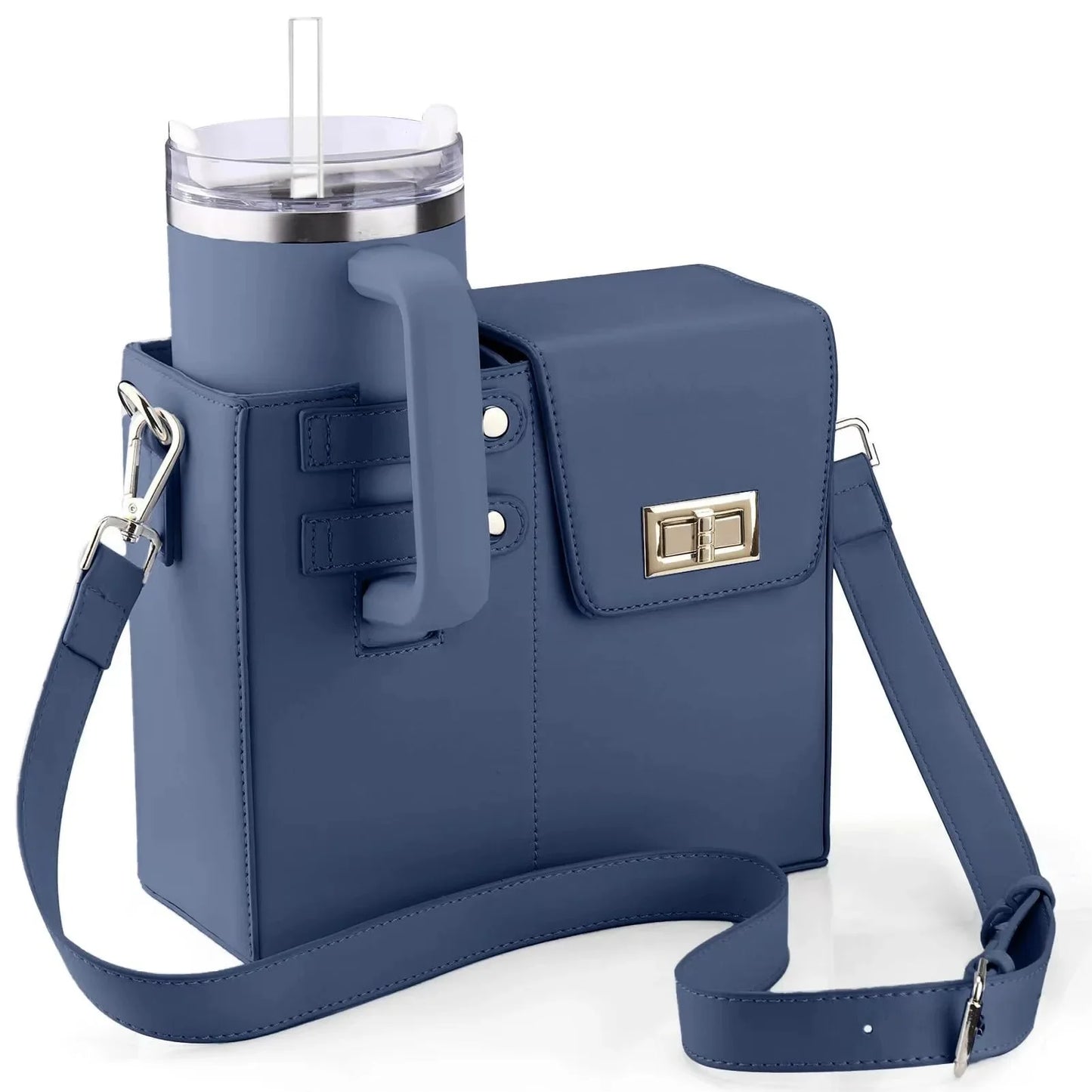 Stylish Square Crossbody Bag with Water Bottle Holder