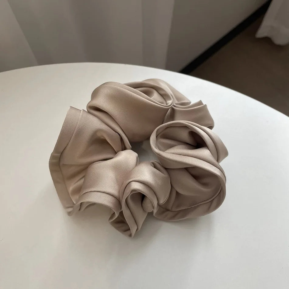 Korean Style Double Satin Silk Scrunchie – High-End Hair Accessory for Women