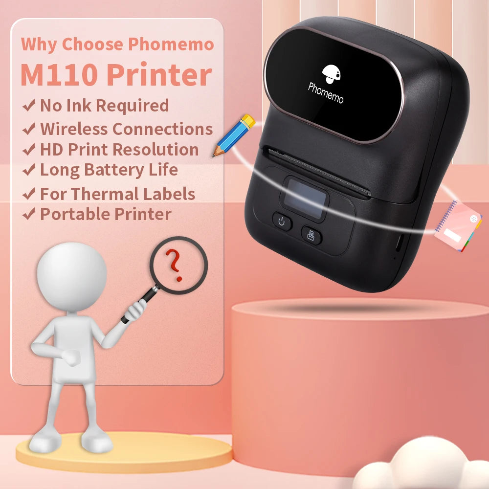 Phomemo M110 Portable Label Printer – Inkless Thermal Printing