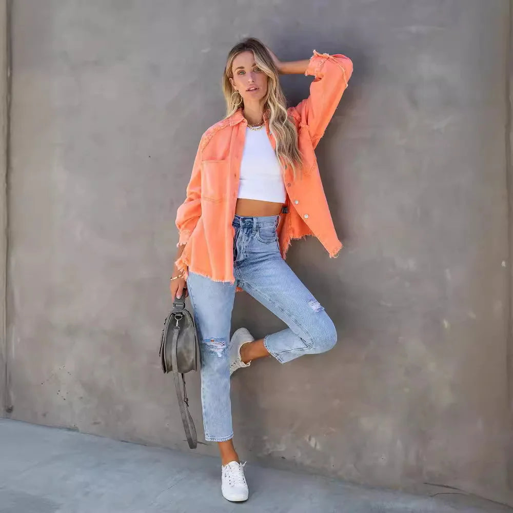 Colorful Denim Jacket with Tassels