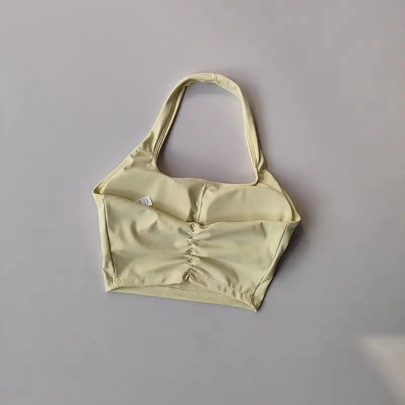 Women's Backless Halter Yoga Crop Top – Padded Sports Bra