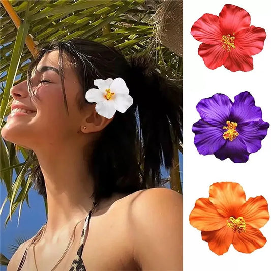 Hawaiian Flower Hair Clip – Plumeria/Hibiscus Summer Hair Accessory