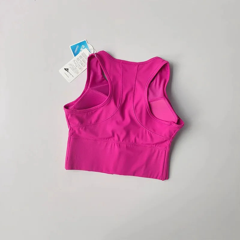 Women's High-Impact Sports Bra – Front Zipper Shockproof Fitness Top