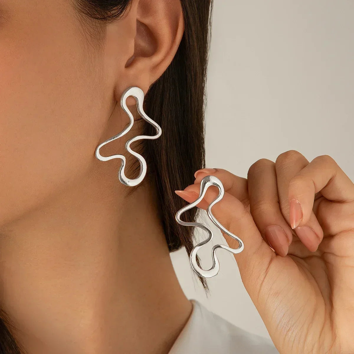 Irregular Geometric Stud Earrings – Gold or Silver