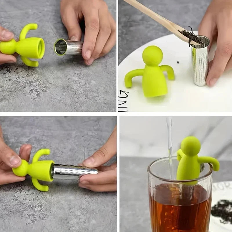 Funny Human-Shaped Tea Infuser – Silicone & Stainless Steel