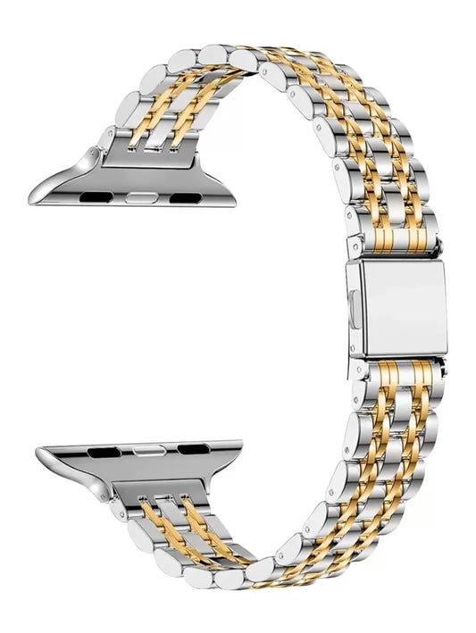 Luxury Two-Tone Stainless Steel Apple Watch Band – Silver & Gold Link Bracelet