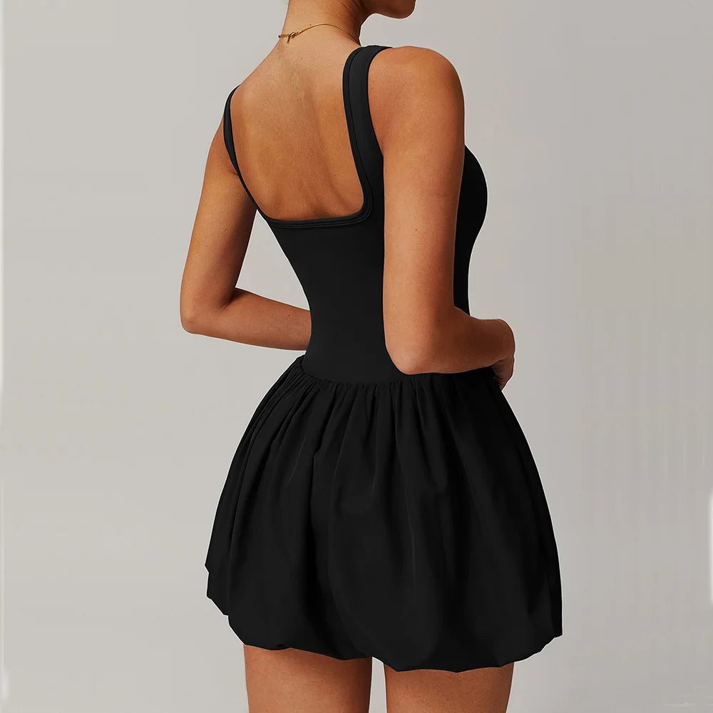 Women’s Sports Dress Romper – Fake Two-Piece Yoga Skirt Jumpsuit