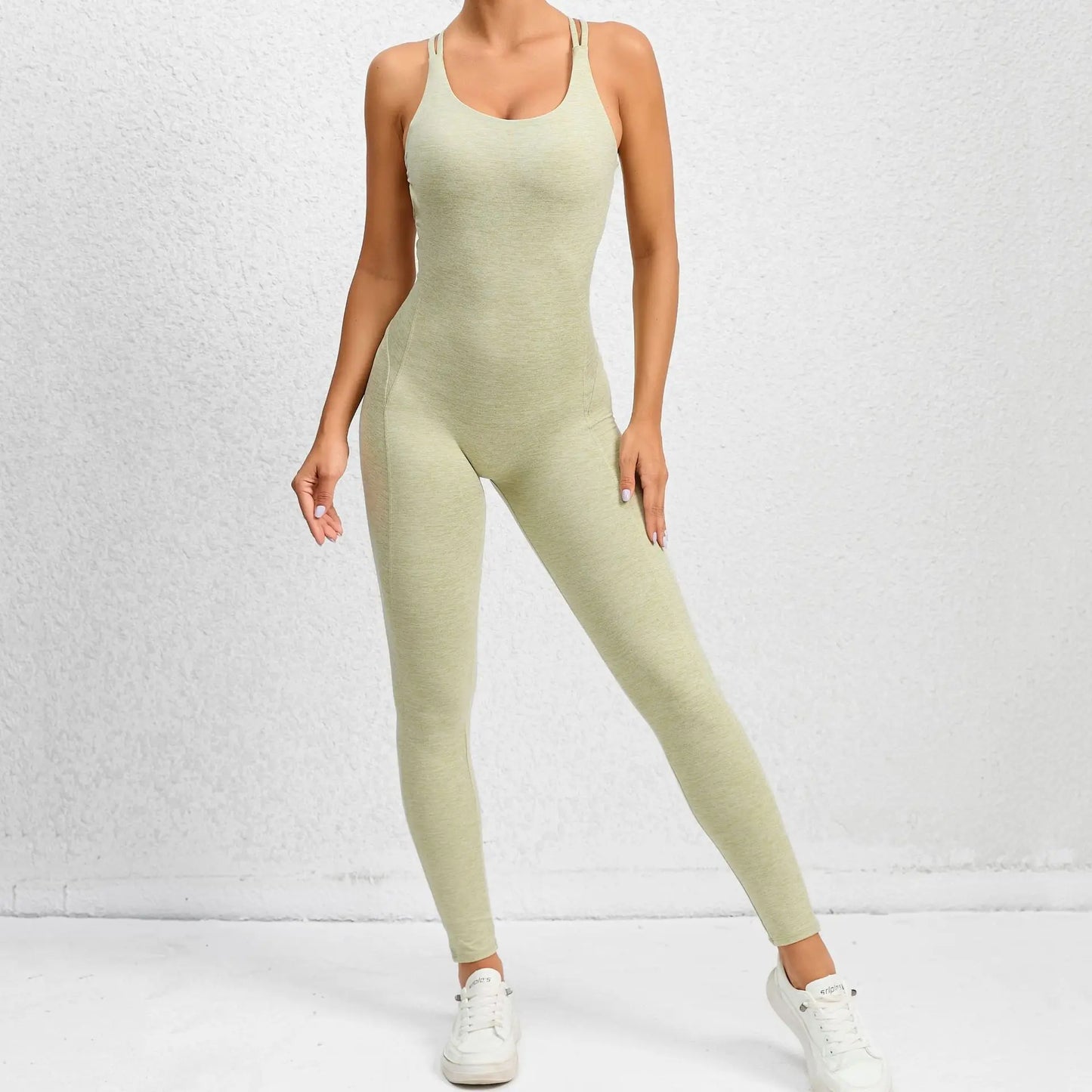Women’s Sleeveless Fitness Jumpsuit – Backless Slim Sportswear for Gym and Yoga
