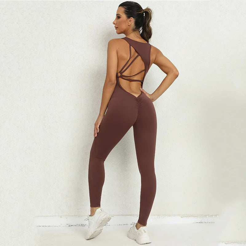Backless Women's Workout Jumpsuit –  One-Piece Sportswear