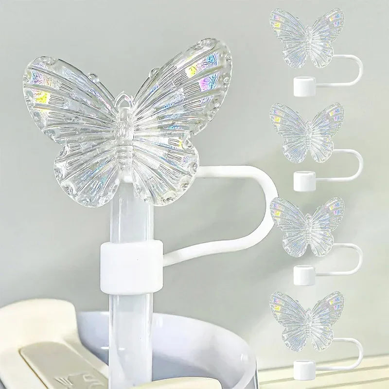 Colorful Butterfly Straw Cap Cover