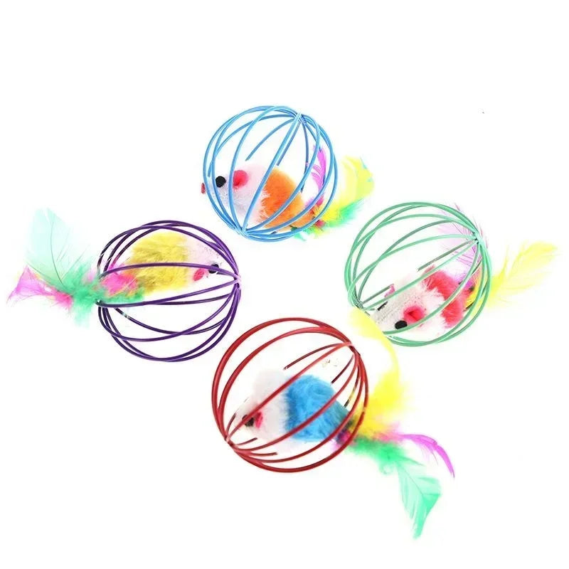 Colorful Feather Ball Toy for Cats