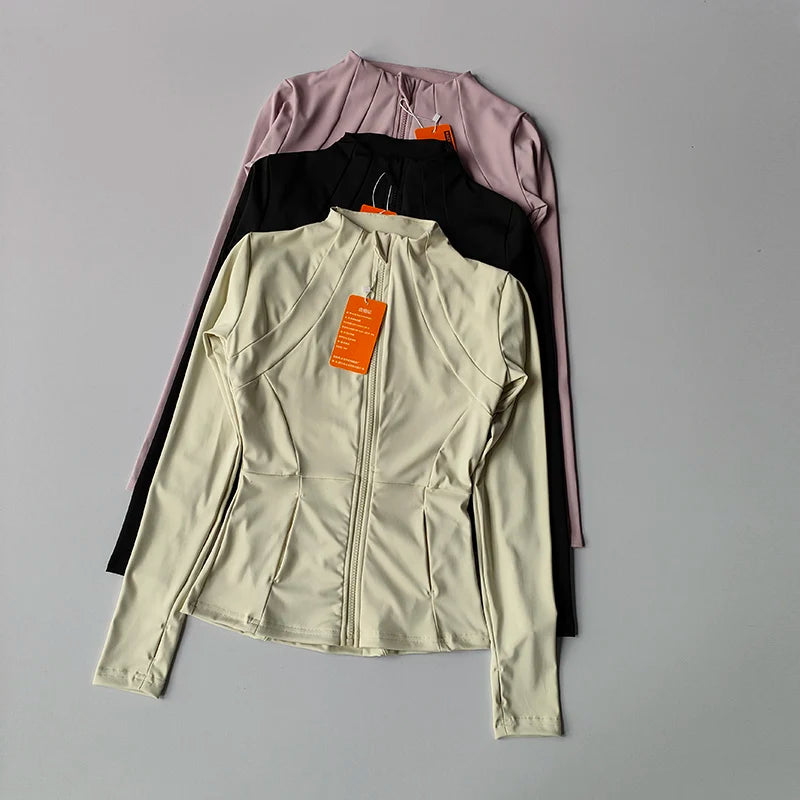 Women’s Slim Fit Zip-Up Sports Jacket – Yoga, Running, Gym Activewear