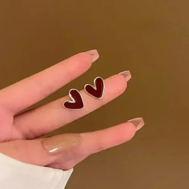 Minimalist Heart Stud Earrings – Multi Colors