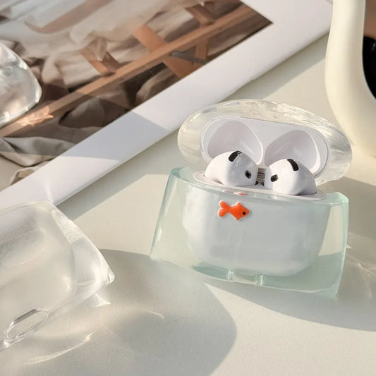 Transparent Goldfish AirPods Case – Artistic Water-Inspired Design