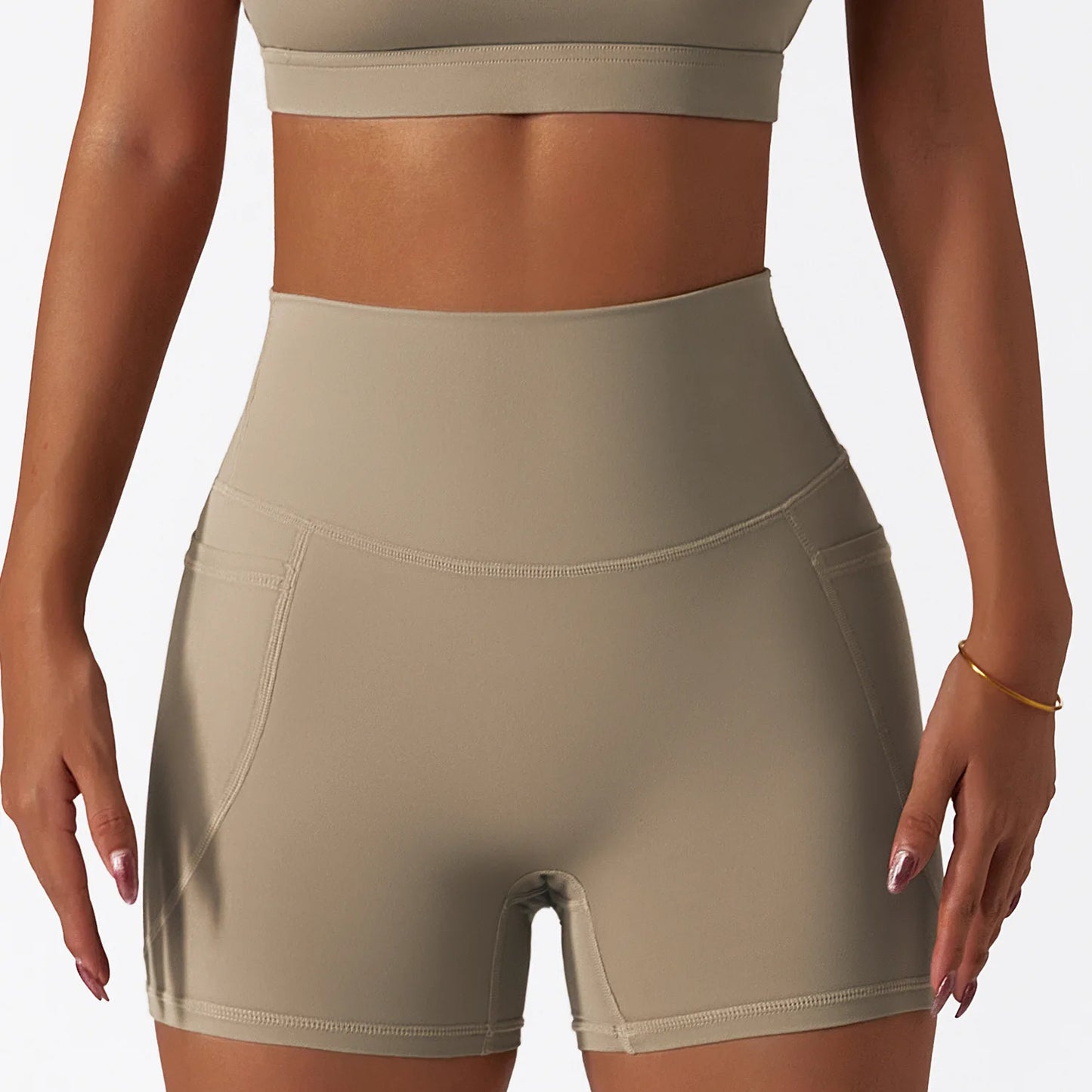 High-Waist Summer Gym Shorts with Pockets – Multi Colors