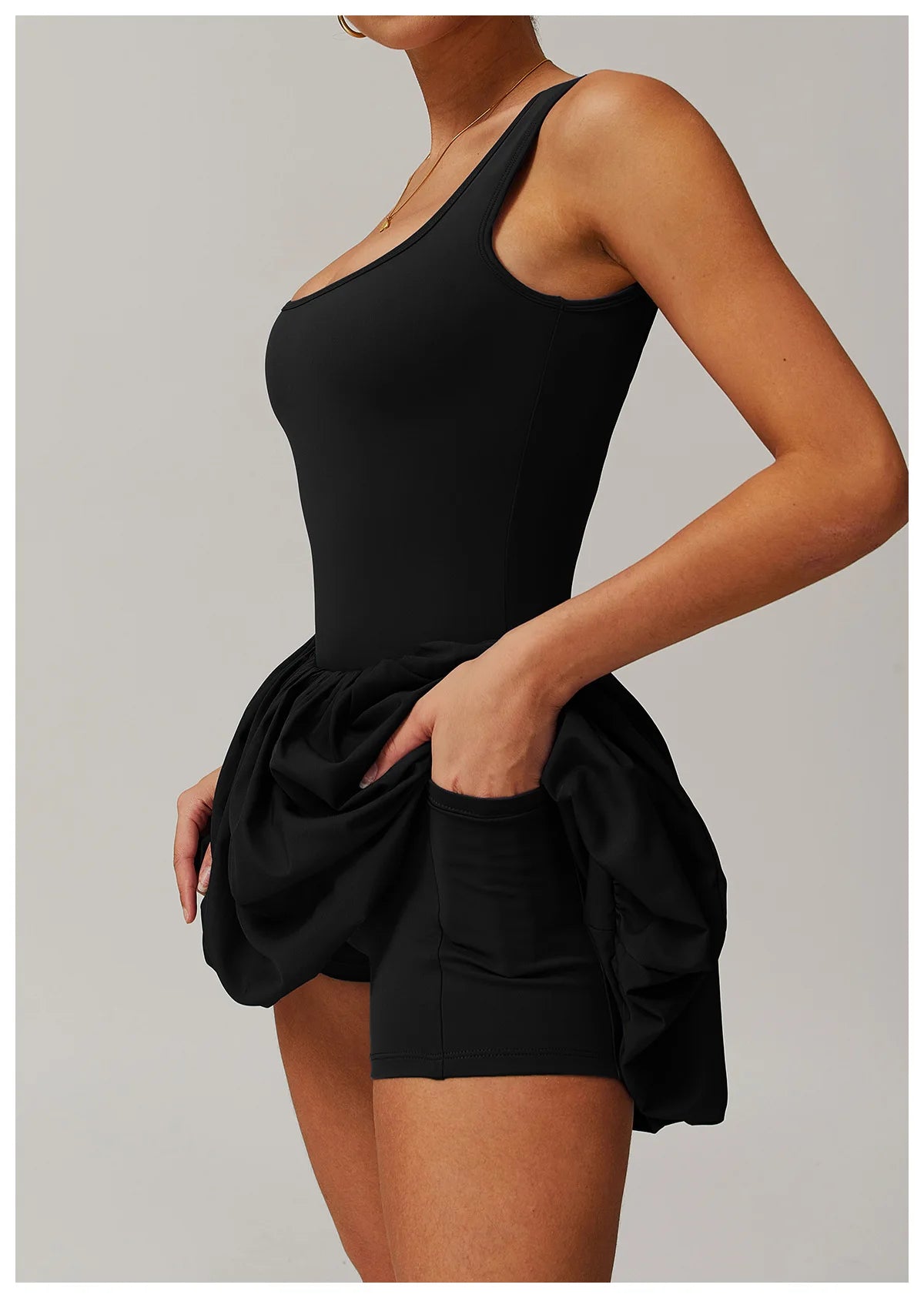 Women’s Sports Dress Romper – Fake Two-Piece Yoga Skirt Jumpsuit