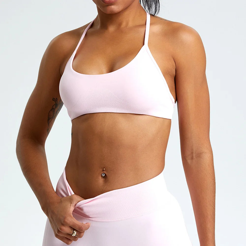 Women’s High Support Thin Strap Sports Bra – Crop Top for Running & Fitness (Multi Colors)
